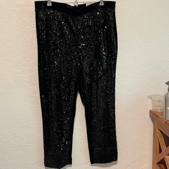 Chico’s velvet and sequins evening slim leg pants - Picture 2 of 8